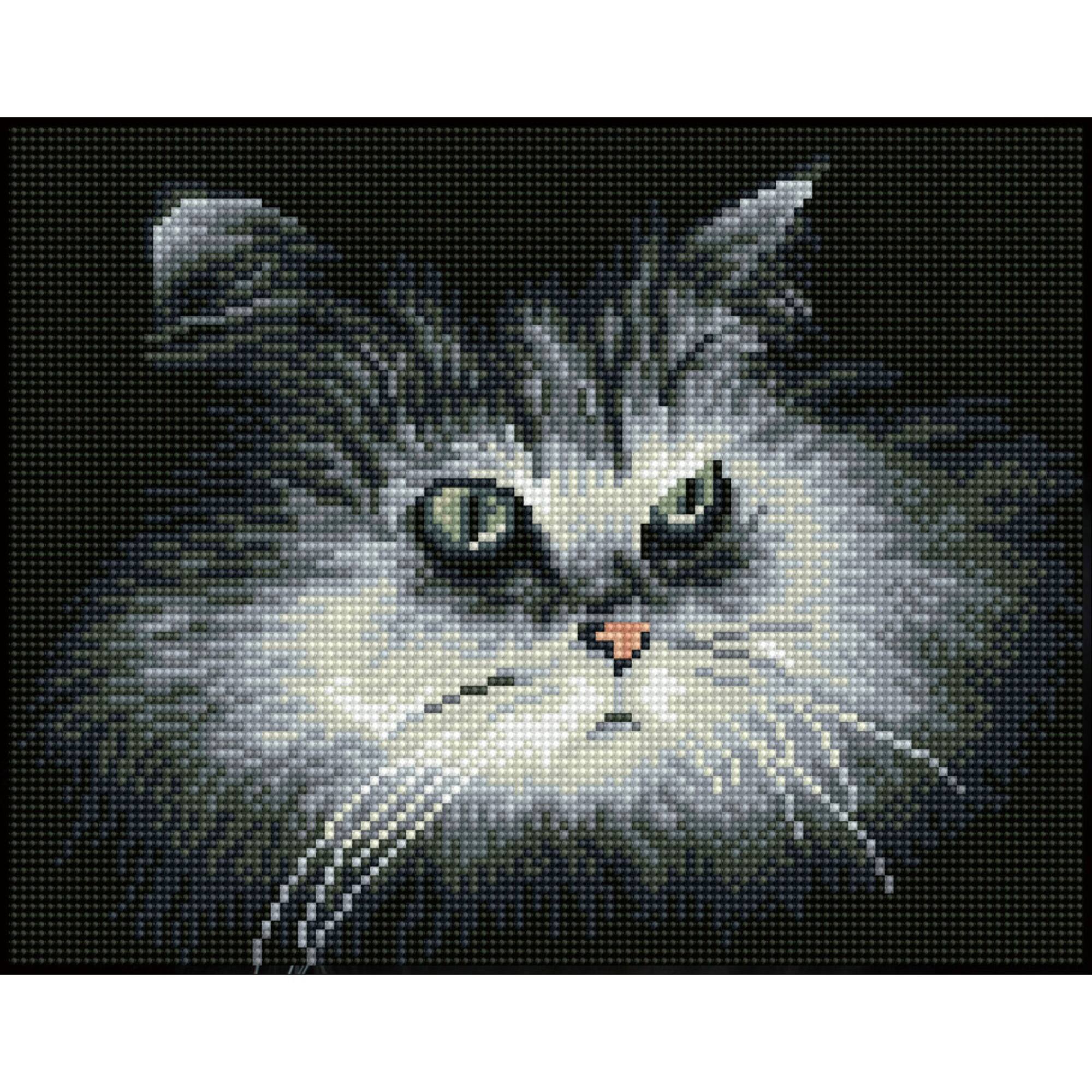 Diamond Dotz® Intermediate Shadow Cat Pre-Framed Diamond Painting Kit
